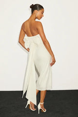 Fabulous Phenomenon White Strapless Bow Midi Dress