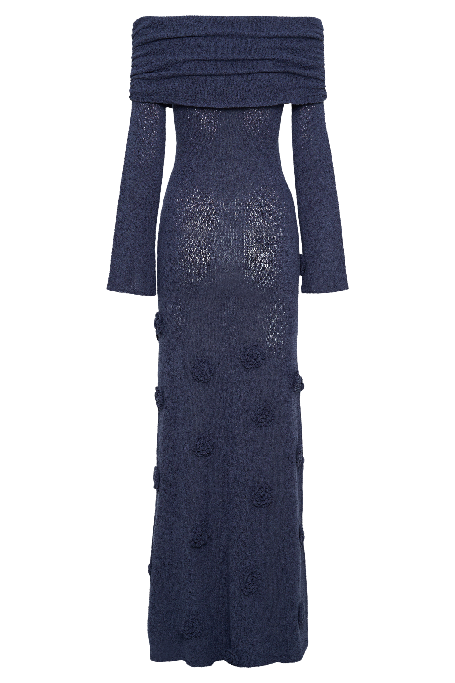 Kiki Off Shoulder Knit Rose Maxi Dress - Navy