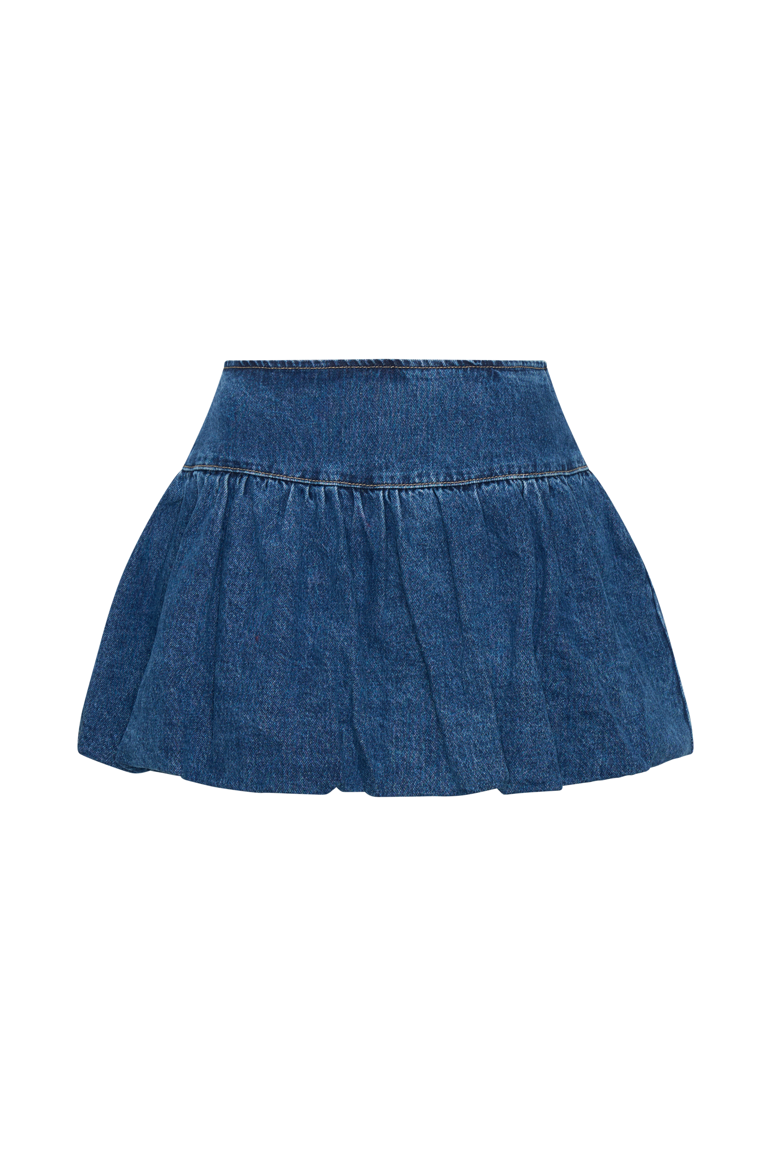 Genia Denim Bubble Mini Skirt - Dark Blue