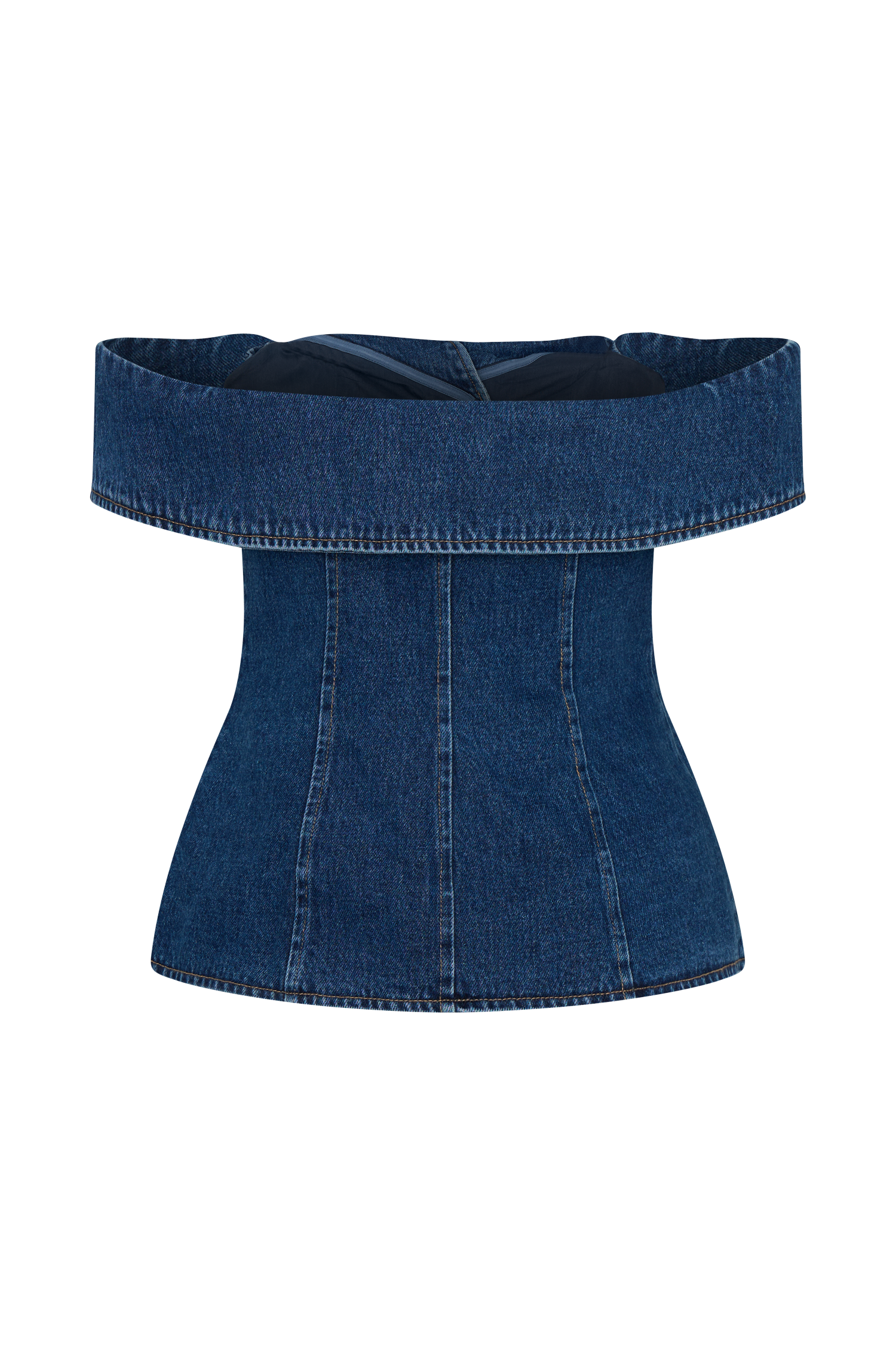 Krista Denim Off Shoulder Top - Dark Blue