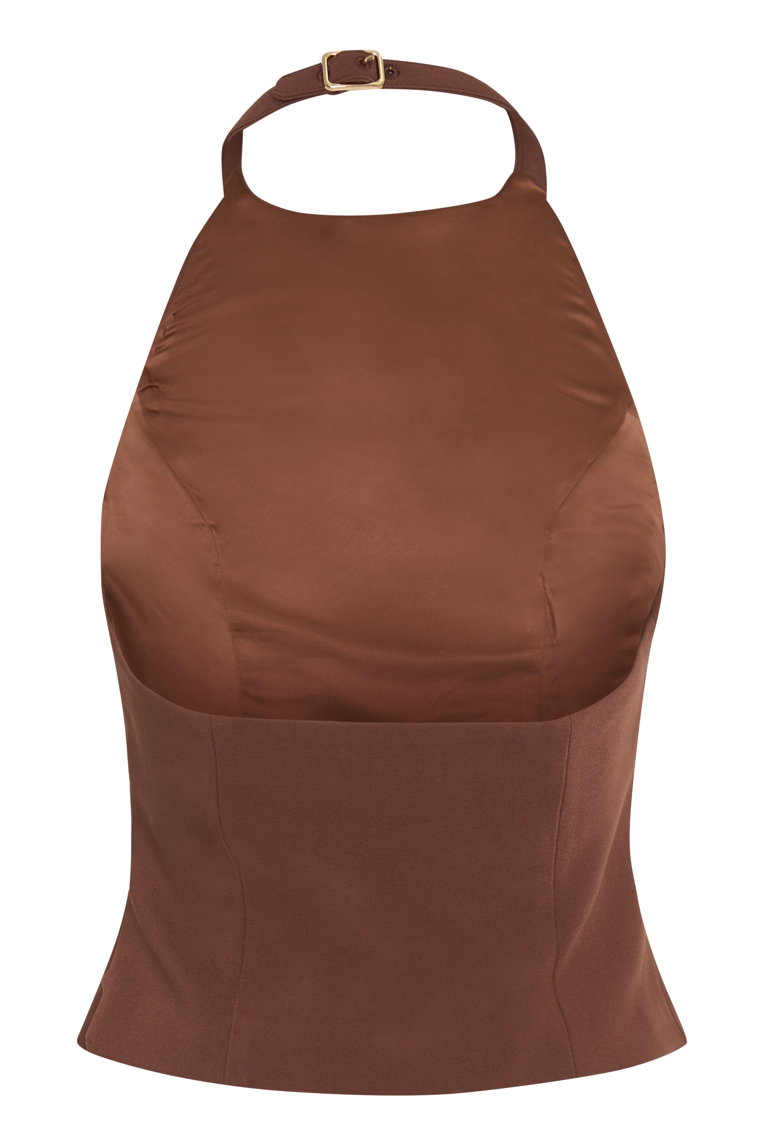 Letitia Suiting Halter Top With Buckle - Wood