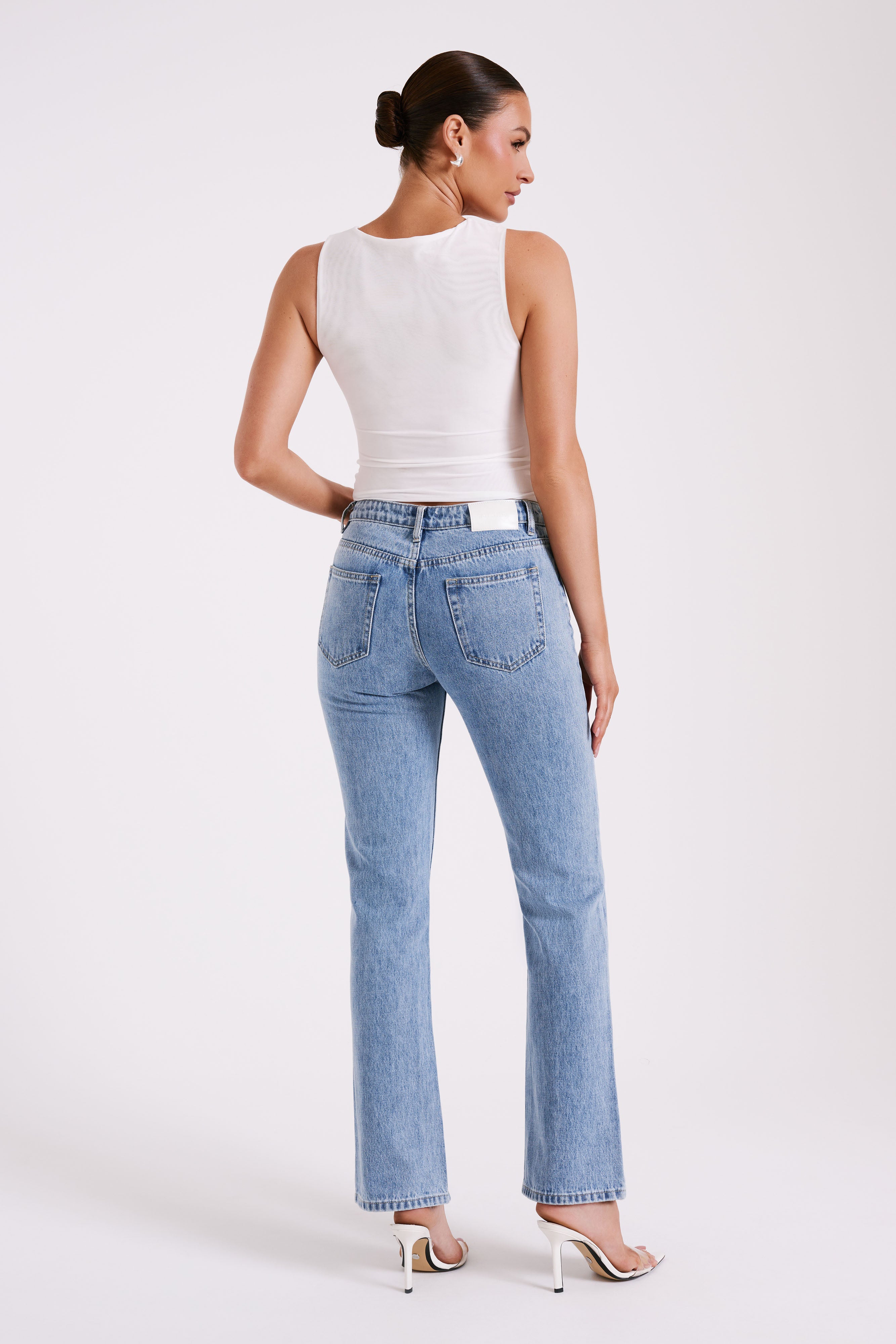 Luci Beaded Flower Mesh Top - White